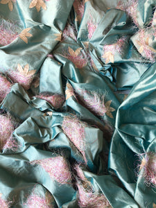 100% Silk Dupion with 3D Embroidery - Glasgow Fabric Store